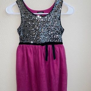 Girls sequin dress size 7 with purple skirt